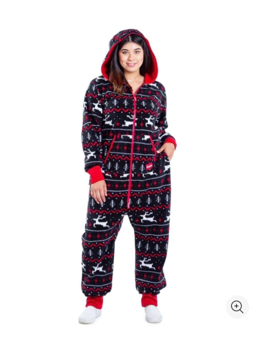 Women's Tipsy Elves Christmas Reindeer Jumpsuit Size L Black Red